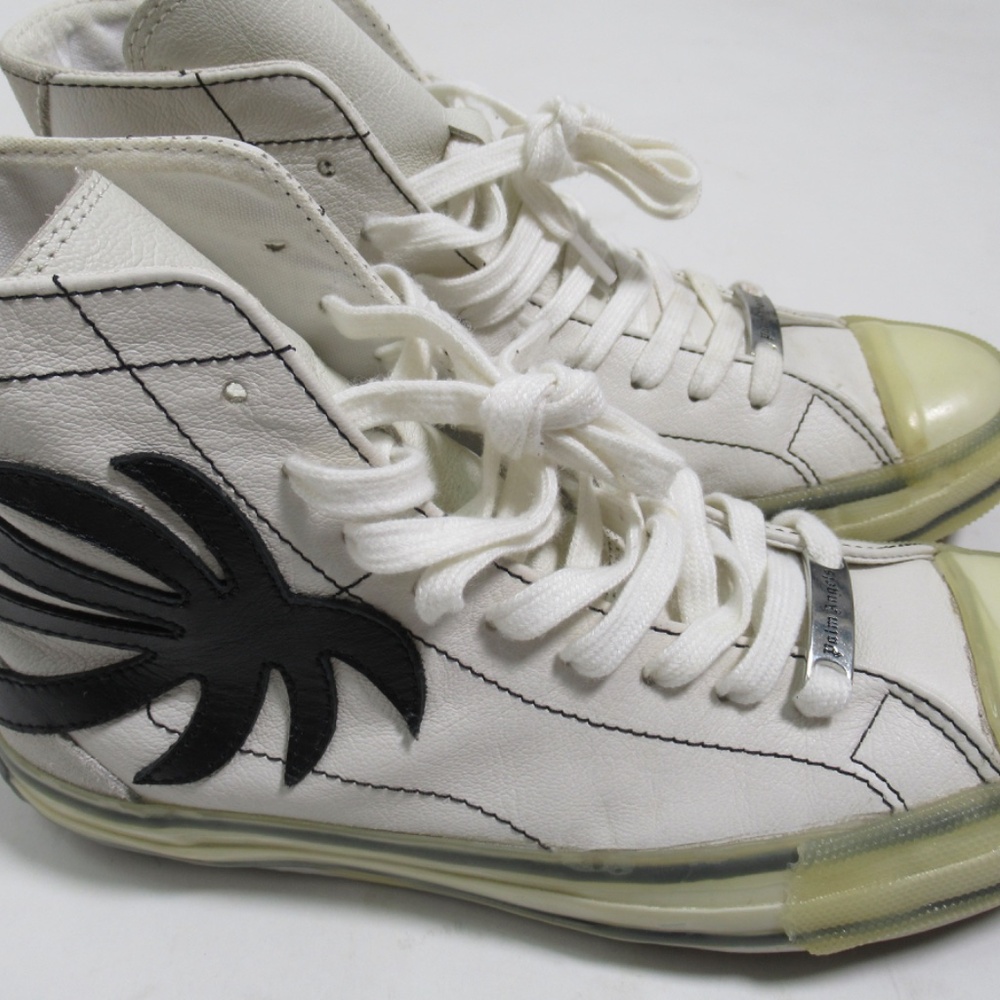 Palm Angels Palm High-Top Vulcanized Sneaker White Leather Size 5 US / 38 EU